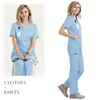 Traje de Trabalho de Manga Curta para Salão de Beleza Clínica, Uniforme de Lavagem à Mão para Mulheres, Uniforme de Enfermeira para Gerenciamento de Pele, Uniforme de Trabalho para Sala de Cirurgia
