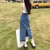 Falda de Mezclilla de Tiro Alto con Abertura para Mujer 2025 Nueva Primavera y Verano Cubre la Entrepierna para Figura Pera y Aspecto Adelgazante Falda Línea A