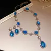 Aretes Collar Colgante Forma de Gota de Agua Oval con Incrustaciones de Diamante Moda Simple Cadena Exquisita para Clavícula Lujo Ligero Sensación de Alta Gama Accesorio para el Cuello Mujeres
