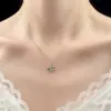 Collar Original de Hielo Triturado Trébol Plata de Ley S925 para Mujer, Cadena Clavicular de Lujo Ligero Nicho, Venta al por Mayor para Transmisión en Vivo