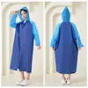 Impermeable de Eva para Adultos No Desechable, Poncho de Lluvia tipo Cárdigan con Bloques de Color, Portátil, Engrosado, a Prueba de Tormentas para Todo el Cuerpo