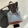 Bolsa de Mão Feminina Moda Estilo Coreano Costura em Jeans Grande Capacidade 2024 Inverno Nova Bolsa Tote Casual Simples