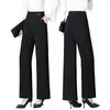 Otoño 2026 Nuevo Estilo Pantalones de Traje para Mujer Cintura Alta Sueltos Pierna Ancha Pierna Recta Caída Pantalones Largos Casual Adelgazante Viaje Simple
