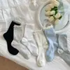 Calcetines mujer calcetines finos afelpados primavera y verano lazo encaje versátil calcetines de tubo dulces calcetines de algodón lindos finos verano
