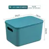 Caja de almacenamiento de plástico color Morandi caja de almacenamiento para armario ropa interior pantimedias caja de almacenamiento para snacks juguetes con tapa caja de almacenamiento
