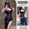 Lingerie Sexy com Design Brincalhão e Sedutor, Apresentando um Uniforme Puro e Sedutor com Busto Pequeno e Vestido com Fenda, Roupa de Dormir Qqny para Mulheres