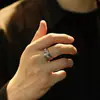 Anillo de Mano de Dios Personalizado Estilo Europeo y Americano, Anillo para Hombre de Plata Tailandesa, Anillo para Dedo Índice de Hombre con Pintura Famosa Vintage Artística