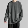 Camiseta deportiva casual para hombre de manga larga con estampado, moderna para adolescentes, adecuada para todas las estaciones, cuello redondo, top básico de manga larga