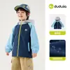 Jaqueta com Zíper para Meninos Dudu, Blusa com Capuz Patchwork de Outono para Meninas, Novas Roupas de Outono, Roupas de Bebê, Moda Infantil Tendência