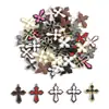 Colgante de Cruz de Aleación con Goteo de Aceite Vintage para Pulsera DIY, Llavero, Accesorios de Joyería, Dijes W728