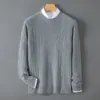 Baicai Rong Suéter Nuevo de Lana Pura Otoño/Invierno para Hombre Cuello Redondo Tejido de Punto Estampado Ropa de Punto Casual Simple de Lujo Ligero para Negocios