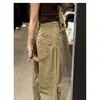Pantalones casuales de pierna ancha, holgados, de tiro alto, adelgazantes, de moda, con múltiples bolsillos, para mujer, estilo retro americano, pantalones utilitarios