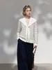 Cárdigan de punto de estilo coreano con cuello redondo y chal, tejido a rayas color albaricoque, top ajustado para mujer de principios de otoño 2479