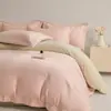 Juego de cuatro piezas de terciopelo de leche, engrosado para abrigar en otoño e invierno, con felpa francesa y forro polar de coral con ribete acanalado de borde ancho, un juego de ropa de cama de cuatro piezas
