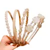 Transfronterizo Nuevo 2025 Diadema Retro de Perlas y Rosas Coreana de Doble Capa para Salir Accesorios Populares Dulces Franceses para el Cabello