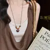 Collar Vintage de Estilo Chino Nuevo Inspirado en Zen, Cadena de Suéter Tejida a Mano de Madera Estilo Nacional, Cadena Larga Trenzada de Cuerda para Clavícula para Mujeres, Verano