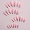 Uñas Portátiles Europeas y Americanas Transfronterizas Rosa Nude Doradas Uñas Largas Almendra Manicura Francesa de Lujo con Línea Dorada Productos Terminados al por Mayor