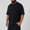 Camiseta masculina de manga curta, lavada, com aspecto desgastado, para uso pesado, corte solto, gola redonda, ombros caídos, top esportivo vintage moderno