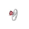 Anillo de Gato Corazón de Citrino Olivino Natural Estilo Suave Plata S925 Acabado Cepillado Anillo Versátil para el Día a Día