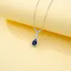 Plata S925 Zafiro Cultivado Collar de Lujo Ligero Colgante Gota de Agua Cadena de Clavícula de Lujo Ligero Diseño de Nicho Joyería de Plata Venta al por Mayor