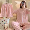 Pijama nuevo para mujer, traje de tres piezas, verano, pijama coreano, dulce, estilo Ins, ropa de casa, traje de tres piezas, primera generación de pelo