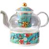 Juego de Taza y Platillo de Porcelana de Hueso de Alta Calidad para Café y Té de Frutas para Uso Doméstico, Estilo Inglés Vintage, Tetera de Vidrio de Alta Estética Calentada con Vela