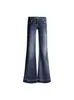 Jeans de Cintura Baja Estilo Yimengling para Mujer 2026 Nuevo Estilo Americano Azul Oscuro Diseño Chica Picante Pantalones Ligeramente Acampanados