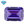 Huagang gema retangular chanfrado carro plano roxo azul zircão CZ pedra nua orquídea roxa esmeralda corte sintético anel de superfície