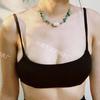 [Estilo de Colección] Retro Tailandés Estilo Ins Simple Gama Alta Color Sólido Top Tubo Tirantes Cintura Alta Boxer con Abertura Traje de Baño