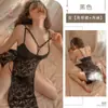 Kamai Xue Lingerie Erótica Renda Vazada Fenda Camisola Camisola de Noite Feminina Cintura Marcada Emagrecedora Transparente Bodycon Uniforme 1731