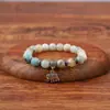 Pulsera Elástica Rosa Cebra Europea y Americana Transfronteriza Cristal Rosa Pino Azul Amazonita Colgante de Elefante Pulseras para Hombres y Mujeres Cuentas