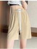 Pantalones finos de seda de hielo de cinco puntos para mujer, verano nuevo, pantalones medios de pierna ancha, ropa exterior holgada, shorts deportivos rectos, casuales y modernos