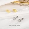 Estilo Coreano Lujo Ligero Plata de Ley 925 Pendientes de Rosca Estilo Coreano con Corona de Diamante Clave Clavo de Oreja de Rosca Joyería para Mujer