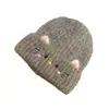 Gorro de Punto de Lana Estilo Coreano Cálido con Orejas de Gato Otoño Invierno Protección para los Oídos al Aire Libre para Mujer Versátil con Forro de Forro Polar Hace que la Cara Parezca Más Pequeña