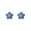 Brincos de Tarraxa Flor Completa em Argila Macia Dopamina Iridescente Prata Pura S999 para Mulheres, Brincos de Tarraxa de Osso da Orelha Fofos Versáteis da Moda