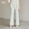 Anuncio Traje Elegante para Viajar Ropa Blanca de Trabajo para Mujer Traje Profesional de Alta Gama con Pliegues y Mangas Tres Cuartos Pantalones Anchos