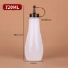 Botella Dispensadora de Salsa, Botella de Plástico con Boquilla para Aderezo de Ensalada de Tomate, Dispensador de Aceite Tipo Exprimidor, Botella para Condimentos de Salsa Casera, Botella Dispensadora Graduada