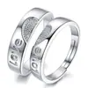 Anel Aberto de Casal Transfronteiriço Europeu e Americano de Prata Joias Femininas Estilo Coreano Zircônia Casamento Anel de Diamante Anel de Par Boca Viva Moda