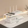 Suporte de armazenamento para roteador WiFi, decodificador de TV, controle remoto, tomada e organizador de cabos para mesa e bancada