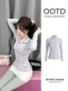 Conjunto de Roupa de Yoga com Gola Alta Personalizado para Mulheres Verão Esportes Proteção Solar Roupa Primavera Outono Slim Fit Valoriza Roupa Externa Saia Conjunto de Duas Peças