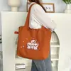 Bolsa Tote Grande Capacidade Estilo Fresco Desenho Animado Bordado 2026 Nova Versátil Casual com Cordão Bolsa de Ombro para Mulheres