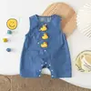 Mono de Mezclilla de Dibujos Animados Nuevo Estilo de Verano para Bebé, Pelele Lindo sin Mangas, Estilo Coreano, Ropa Casual para Salir