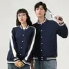Chaqueta de Béisbol Cardigan Estilo Universitario 380g Sudadera Primavera y Otoño Estilo Básico para Pareja Chaqueta con Bloques de Color Logo Personalizado