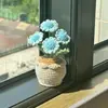 Produto Acabado Transfronteiriço Amazon Flores de Margarida Tricotadas à Mão Lã em Vaso Enfeites para Carro Decoração de Mesa para Casa Presentes
