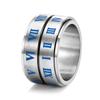 Pulsera luminosa con anillo de números romanos giratorio bidireccional de versión ancha de acero de titanio de fuente transfronteriza para hombre