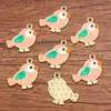 6 Tipos de Accesorios para Joyería DIY de Aleación Serie Animales Oro Kc Colgantes Esmaltados Encantos Lindos de Pájaros y Loros Multicolor