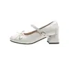 ¡No cansa los pies! Preciosos zapatos Mary Jane plateados de tacón alto para mujer, versátiles y elegantes para el verano, bailarinas de tacón grueso, zapatos para mujer de talla grande