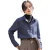 Foto Real de Camisa Jeans Vintage para Mulheres, Jaqueta Fina, Cardigã, Manga Longa, Design Único, Top em Camadas, Novo Azul 2025