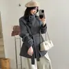 Abrigo de Lana de Hija de Familia Rica para Mujer Otoño Invierno Nuevo Estilo Coreano Chaqueta Corta de Lana Petite
