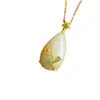 Nuevo Collar de Gota de Agua para Mujer Colgante Antiguo Chapado en Oro Jade Blanco Cadena de Clavícula de Jade para Mujer para Suegra Madre Mayor